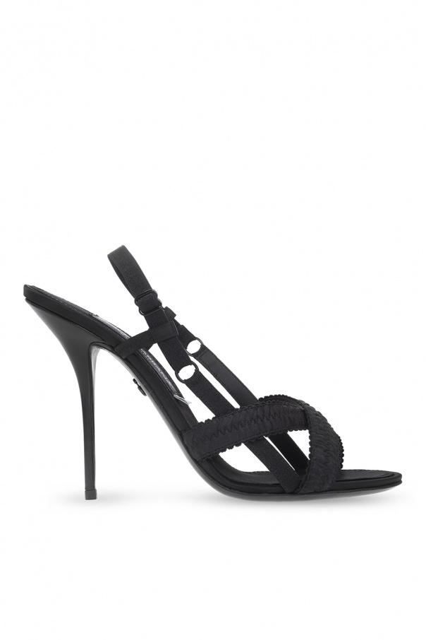 Dolce & Gabbana Spitze Pumps mit DG-Schild Schwarz Heeled sandals