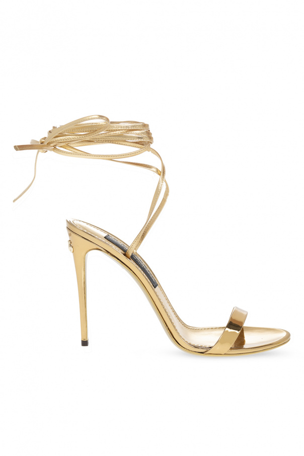 dolce skirt & Gabbana 18kt yellow gold Alphabet hoop earring ‘Keira’ heeled sandals