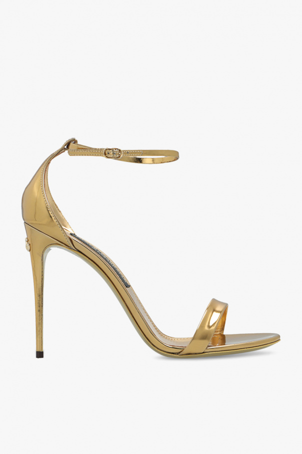 Dolce & Gabbana crushed velvet skater skirt ‘Keira’ heeled sandals