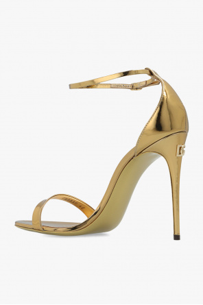 Dolce & Gabbana crushed velvet skater skirt ‘Keira’ heeled sandals