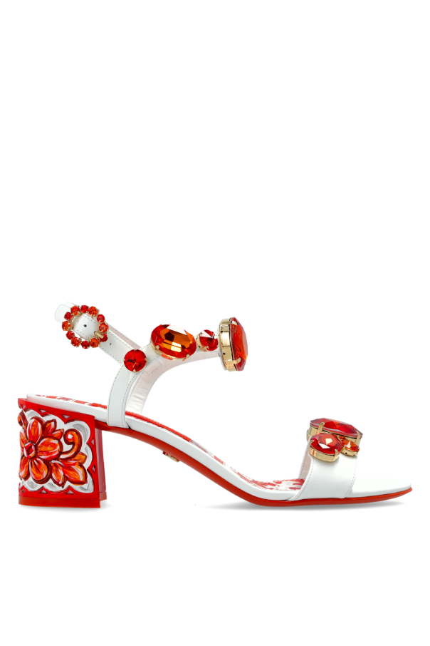 Heeled sandals with 'Majolica' print od Dolce & Gabbana