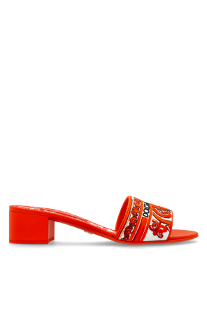Heeled mules with "Majolica" pattern