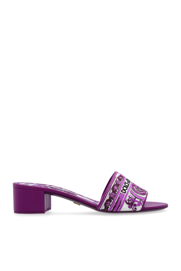 Dolce & Gabbana Klapki na obcasie ze wzorem   `Majolica`