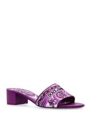 Dolce & Gabbana Klapki na obcasie ze wzorem   `Majolica`
