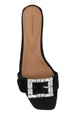 Dolce & Gabbana Aksamitne klapki na obcasie