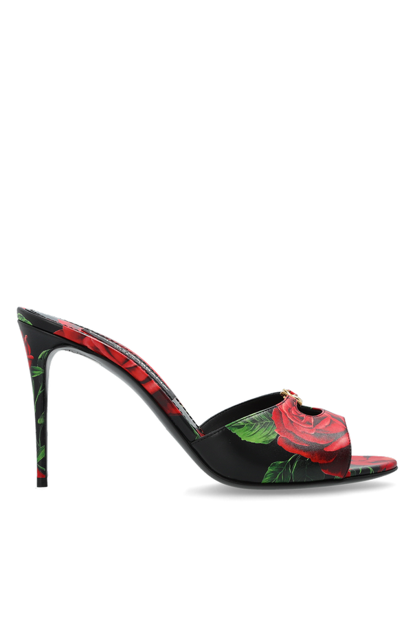 Leather floral heeled mules od Dolce & Gabbana