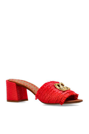 Dolce & Gabbana Klapki z logo na obcasie