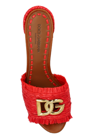 Dolce & Gabbana Klapki z logo na obcasie