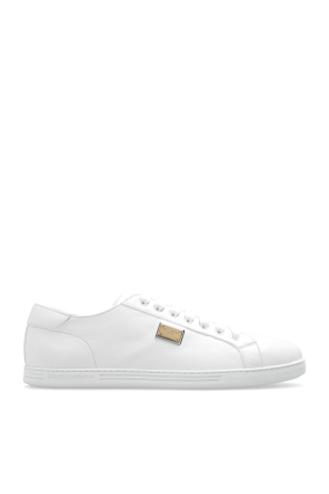 WHITE DOLCE E GABBANA KIDS SNEAKERS WITH HIGH RUBBER AND BACK LOGO