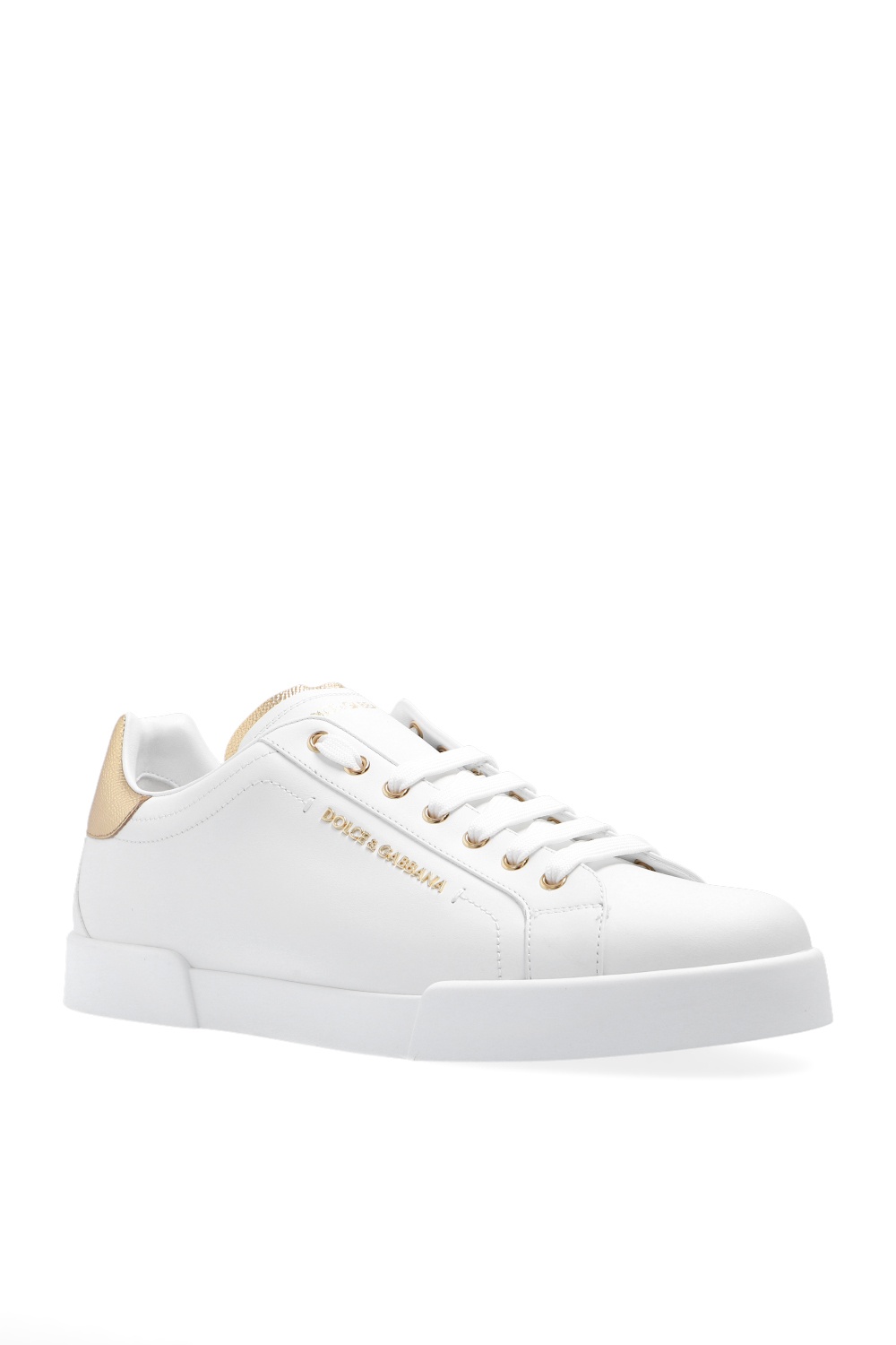 Dolce & Gabbana graphic-print silk shirt White ‘Portofino’ leather sneakers