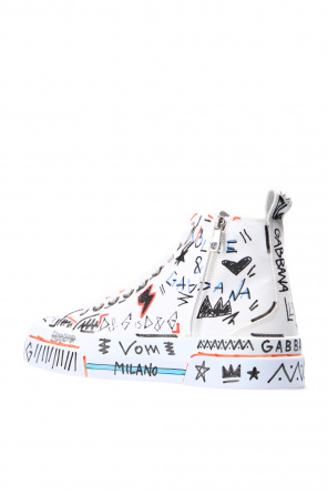 dolce & gabbana blue high-rise jeans Patterned sneakers