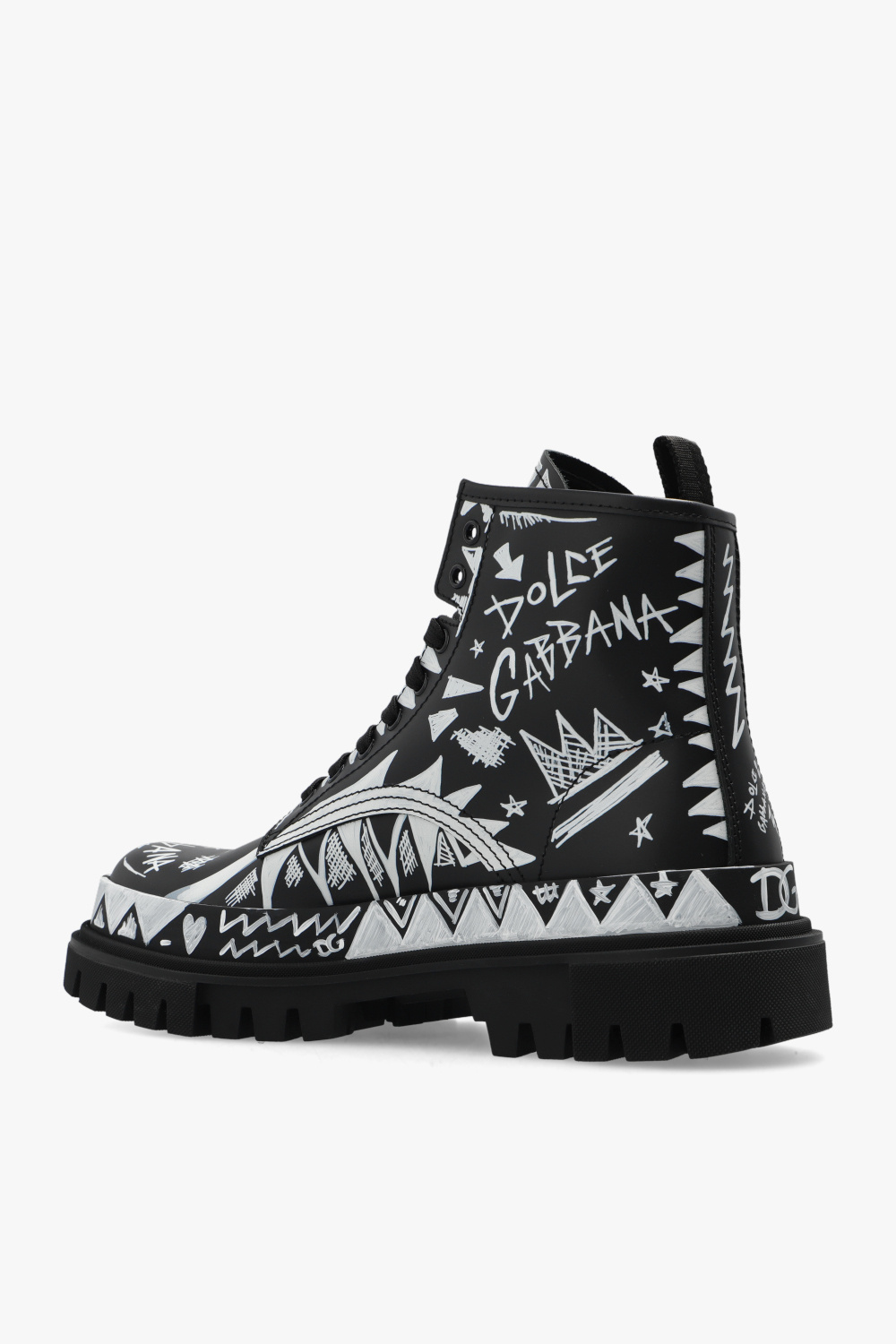 Dolce & Gabbana embroidered DG swimsuit Leather combat boots