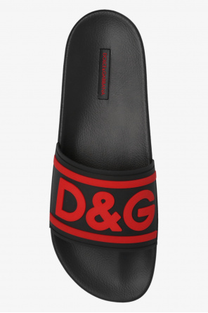 dolce dress gabbana embroidered logo slim jeans item Slides with logo