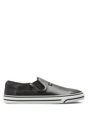 Leather sports shoes with logo