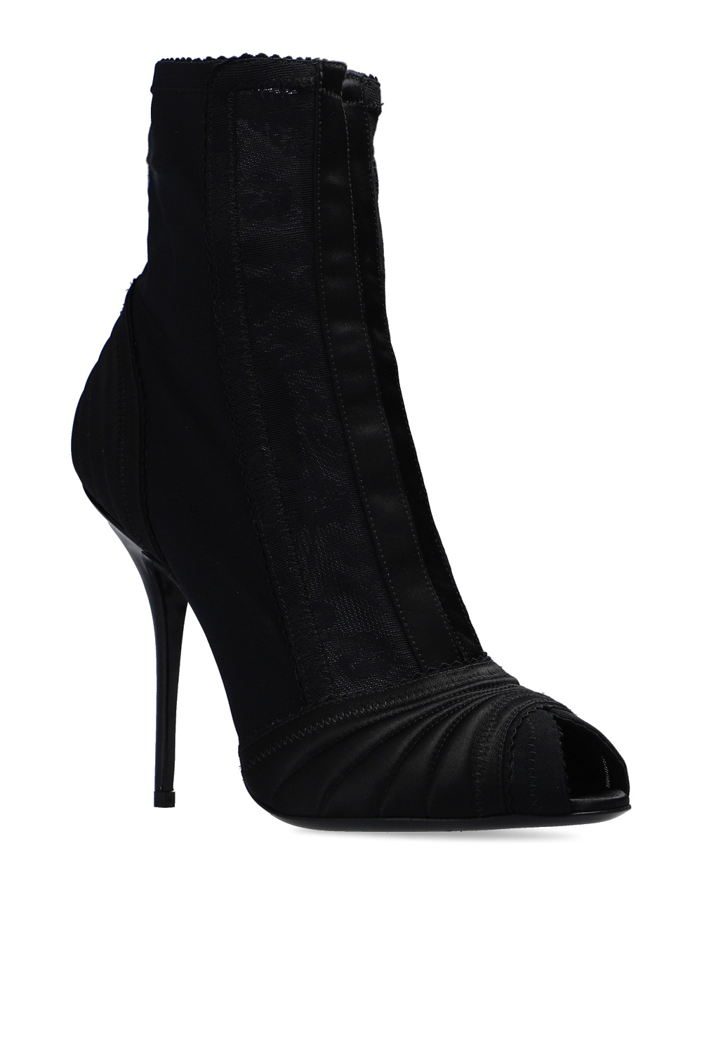 Dolce & Gabbana Parka mit Logo-Schild Schwarz Heeled boots
