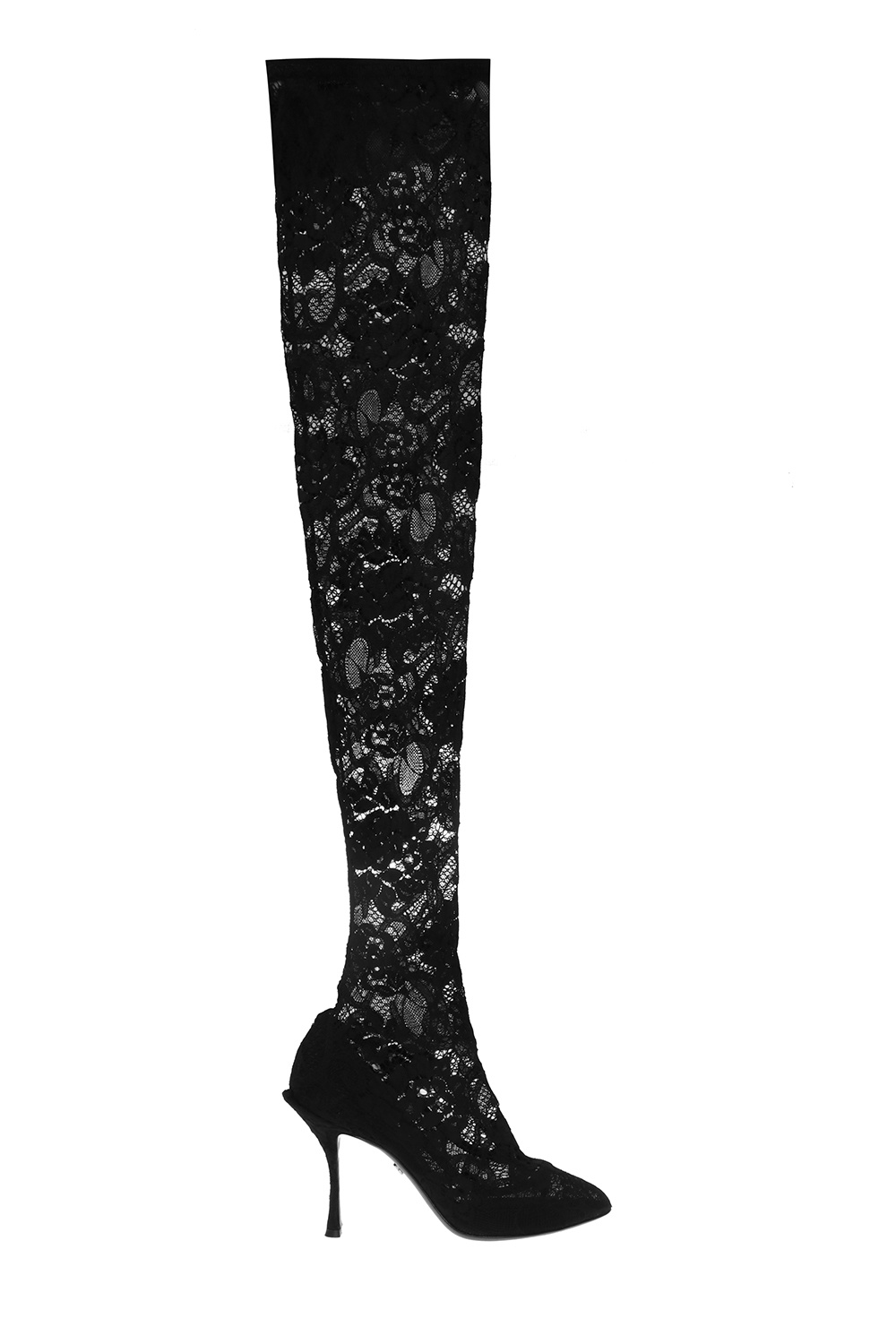 Knee-high heeled boots with a sock 