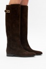 Dolce & Gabbana BROWN Suede boots with logo