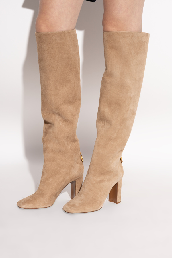 Dolce & Gabbana Zamszowe kozaki na obcasie