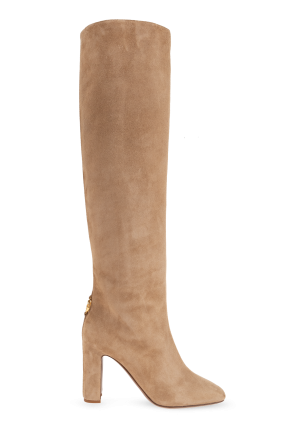 Zamszowe kozaki na obcasie