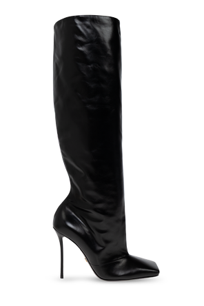 Botas altas de cuero con tacón