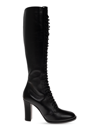 Leather heeled knee boots