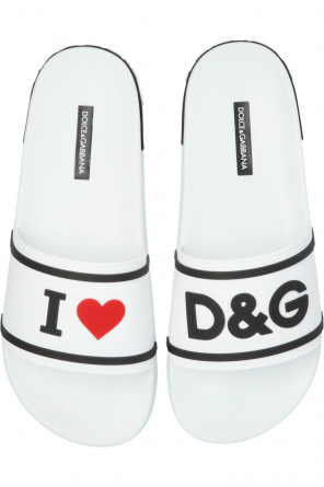 dolce gabbana silk cardigan Slides with logo