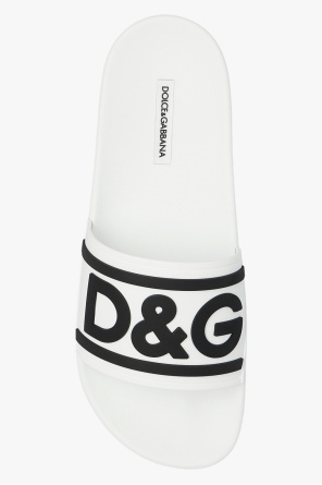 dolce & gabbana black jacquard blazer Slides with logo