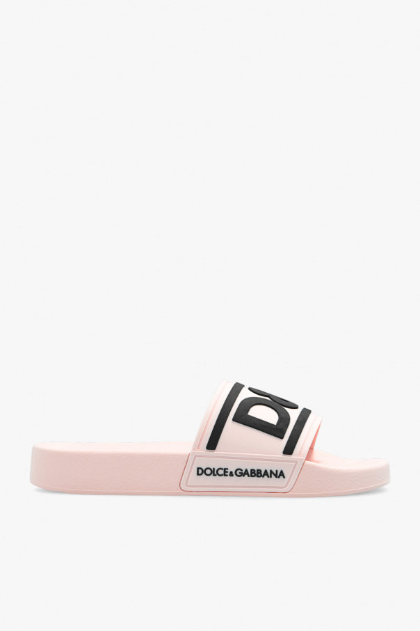 Dolce & Gabbana Kids leaf-print drawstring track pants Slides with logo