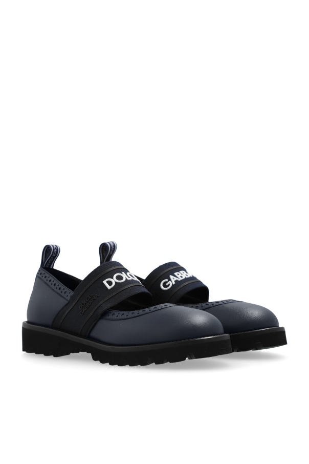 Dolce & Gabbana Buty na obcasie Kids Leather ballerinas with logo