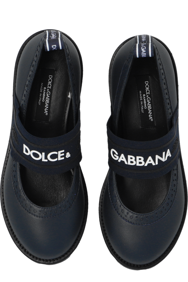 Dolce & Gabbana Kids Skórzane baleriny z logo