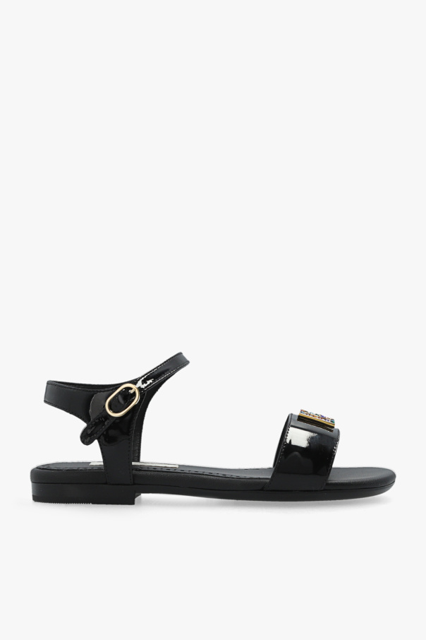 Branded sandals in patent leather od Dolce & Gabbana Kids