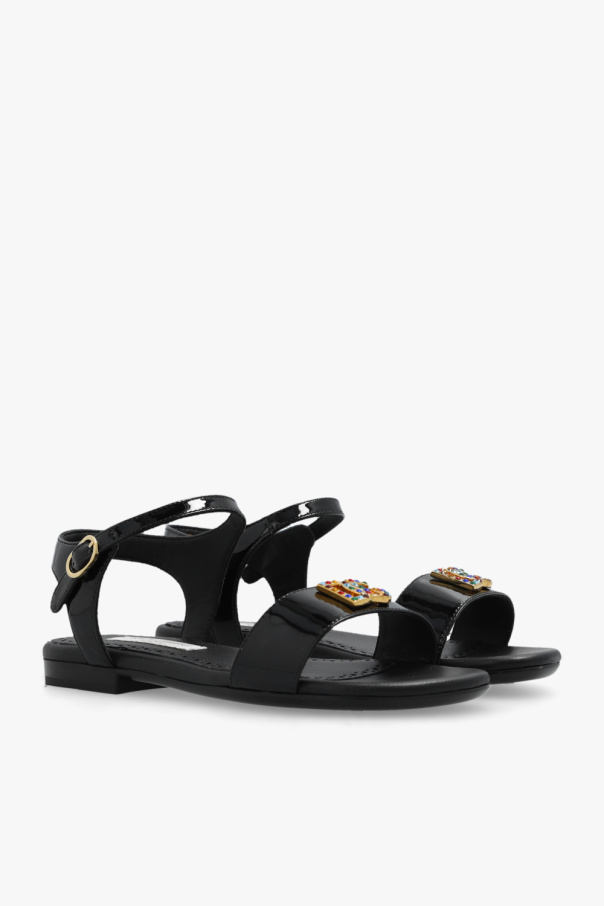 Dolce & Gabbana Kids Branded sandals in patent leather