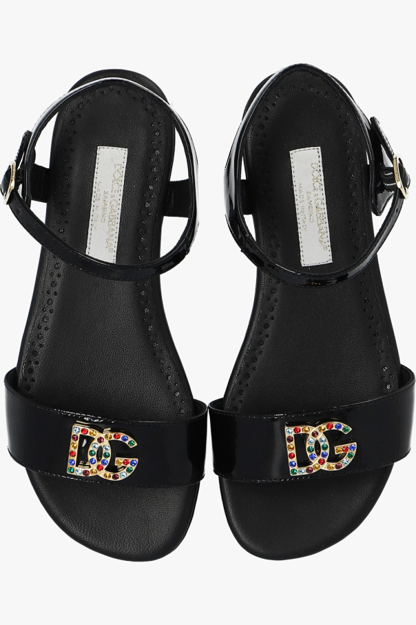 Dolce & Gabbana Kids Branded sandals in patent leather
