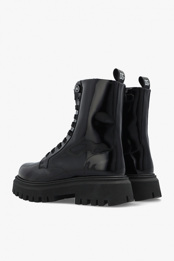 Dolce & Gabbana Kids Patent-leather combat boots