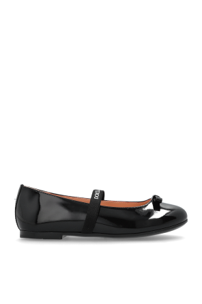 Leather ballet flats with elastic strap