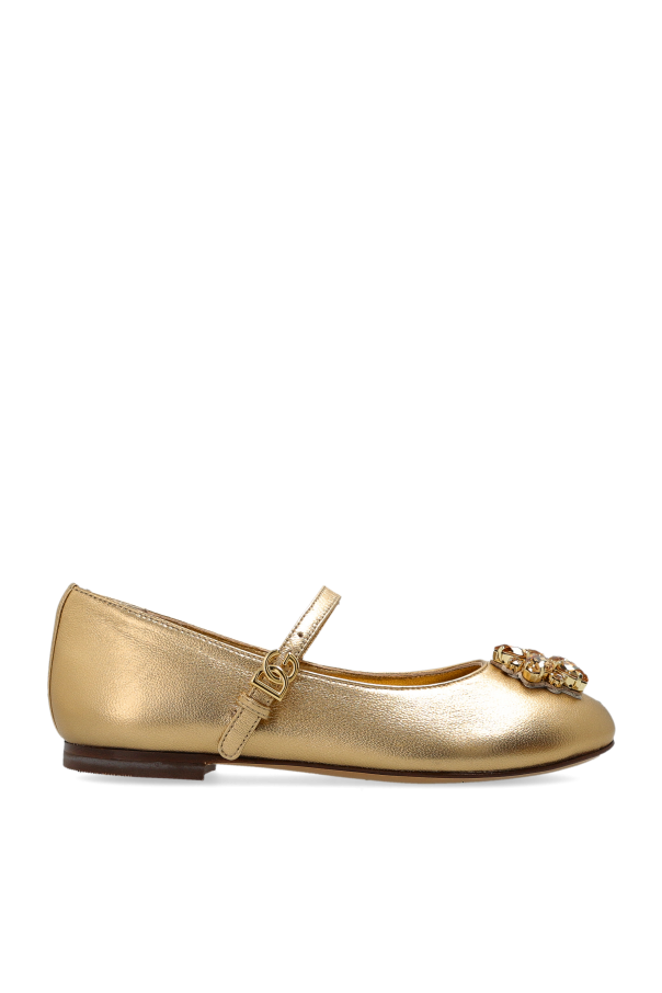Ballet flats with a shimmering applique od Dolce & Gabbana Kids