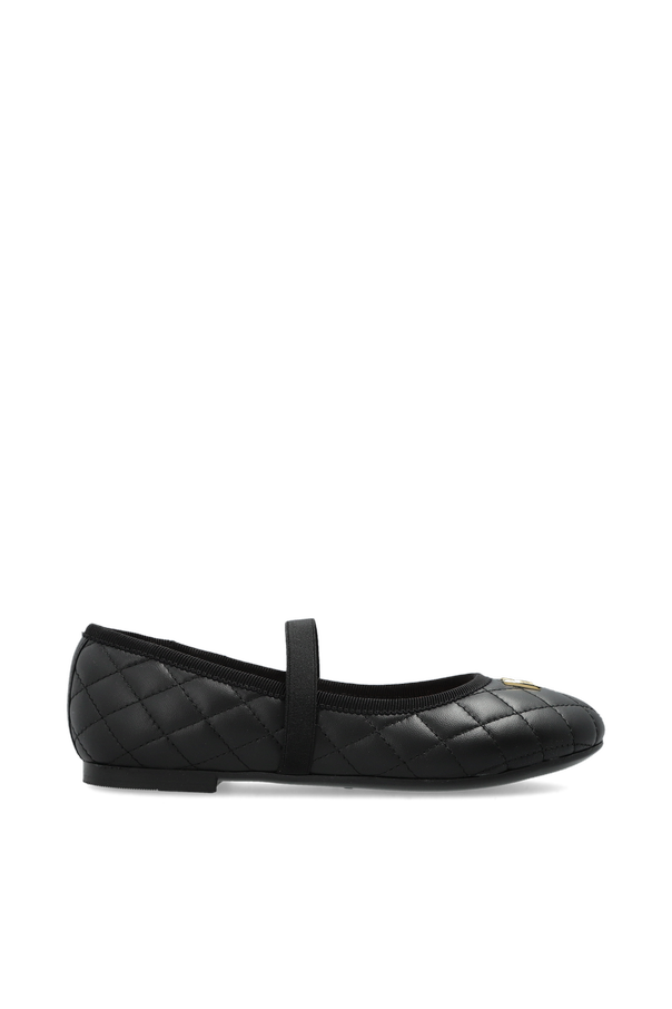 Leather ballet flats with logo od Dolce & Gabbana Kids