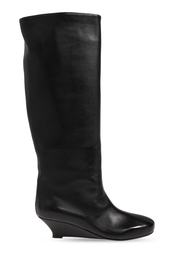 Leather wedge boots 
