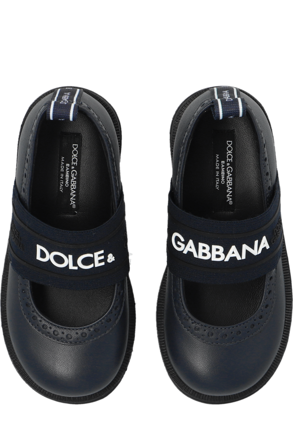 Dolce & Gabbana Kids Skórzane baleriny z logo