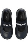 Dolce & Gabbana Kids NAVY BLUE Leather ballerinas with logo