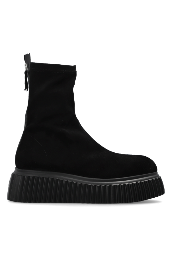 Suede platform ankle boots 