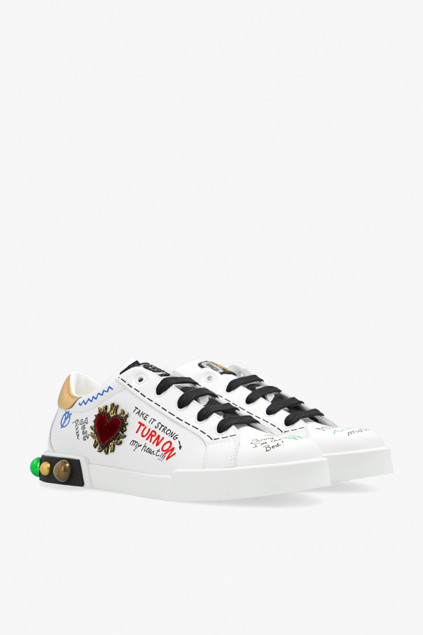 skinny jeans with logo dolce gabbana trousers Leather sneakers