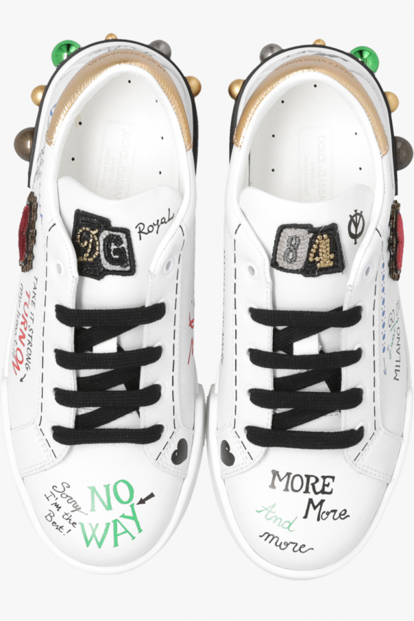 DOLCE & GABBANA THE REBORN TO LIVE COLLECTION PATCHED SWEATSHIRT Leather sneakers