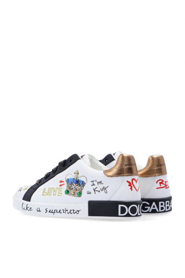 dolce gabbana kids ns1 leather trimmed mesh sneakers Sneakers with logo