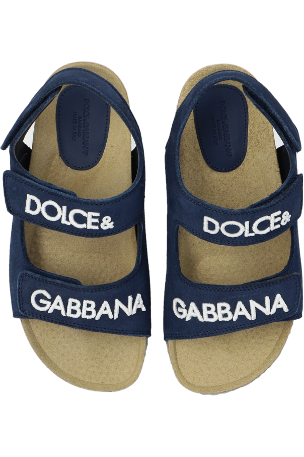 Dolce & Gabbana Kids Zamszowe sandały z logo