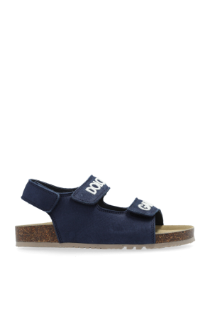 Suede sandals with logo