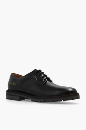 Common Projects office synthetic animal chunky lace up boots black patent