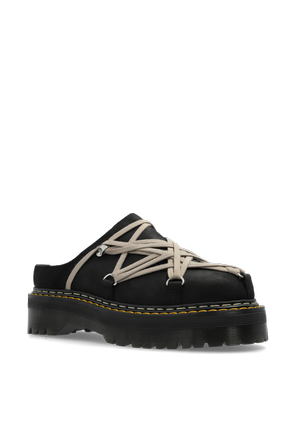 Rick Owens RICK OWENS X DR MARTENS Plateau-Mules „Quad Megalace“ aus schwarzem Leder