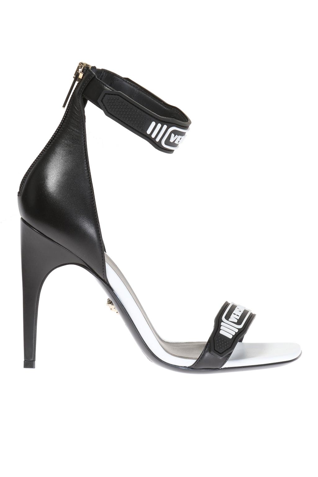 versace logo strap heels