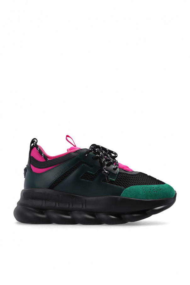 Versace Chain Reaction Sneaker Size 8 Black Pink Blue Euro Size 41